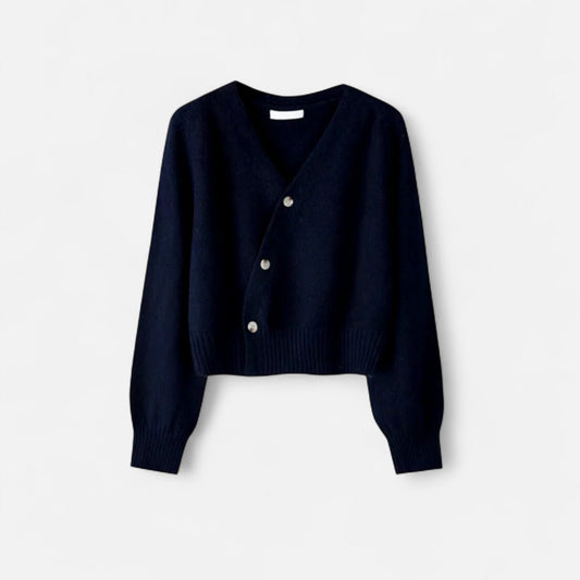 Cárdigan Mujer Lana Premium con Botones en Diagonal